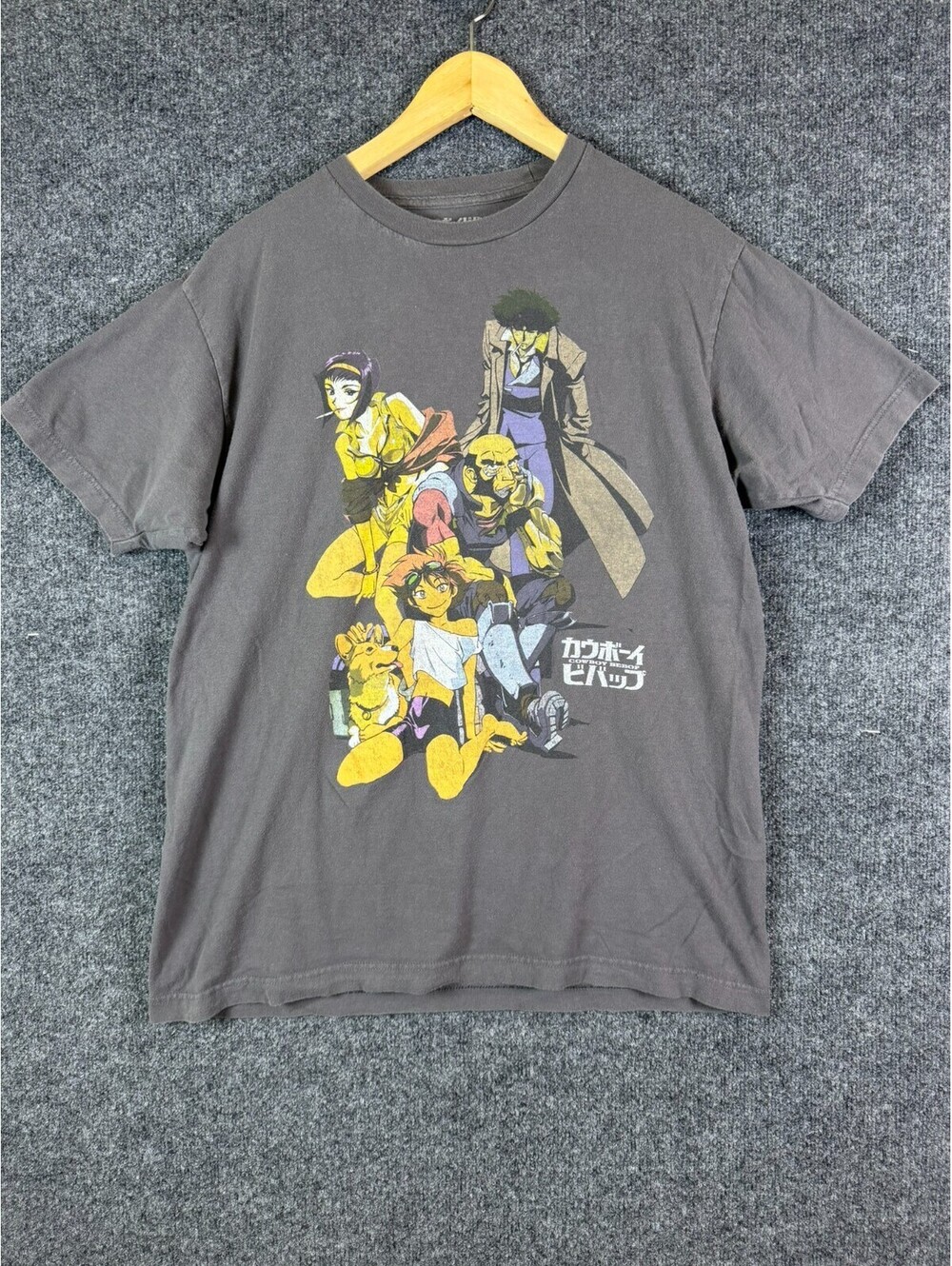 Cowboy Bebop Shirt Mens Large Grey Anime Main Cast Group Graphic Tee Sunrise